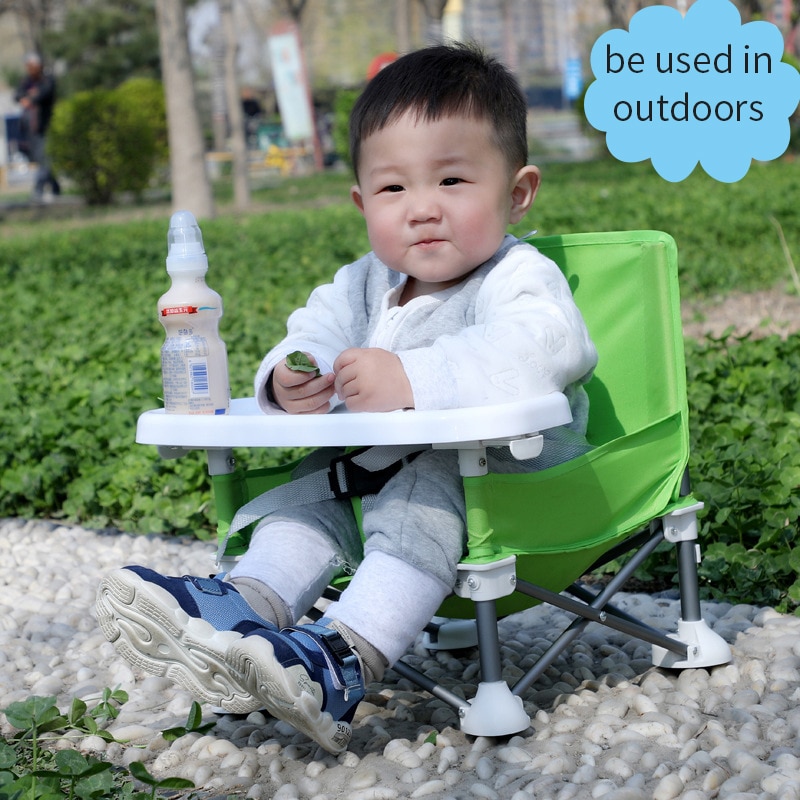 foldable portable baby dining chair with plate safety harness kid beach chair camping child cozy feeding sofa seat chair outdoor